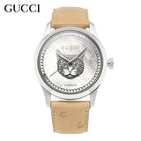 Gucci G Timeless Automatic Mother of Pearl Dial Brown Leather Strap Watch For Women - YA1264112