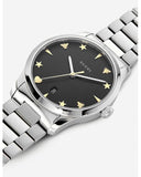 Gucci G Timeless Black Dial Silver Steel Strap Watch For Women - YA1264029