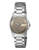Gucci G Timeless Brown Dial Silver Steel Strap Watch For Women - YA126526