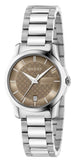 Gucci G Timeless Brown Dial Silver Steel Strap Watch For Women - YA126526