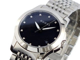 Gucci G Timeless Diamonds Mother of Pearl Black Dial Silver Steel Strap Watch For Women - YA126505