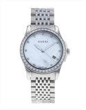 Gucci G Timeless Diamonds Mother of Pearl Dial Silver Steel Strap Watch For Women - YA126506