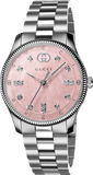 Gucci G Timeless Diamonds Mother of Pearl Pink Dial Silver Steel Strap Watch for Women - YA1265062