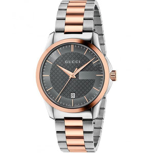 Gucci G Timeless Grey Dial Two Tone Steel Strap Watch For Men - YA126446