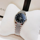 Gucci G Timeless Quartz Black Dial Silver Steel Strap Watch For Women - YA1265020