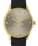 Gucci G Timeless Quartz Silver Dial Black Leather Strap Watch For Women - YA1264181
