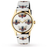 Gucci G Timeless Quartz White Dial White Leather Strap Watch For Women - YA1264109
