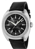 Gucci GG2570 Black Dial Black Leather Strap Watch For Men - YA142206
