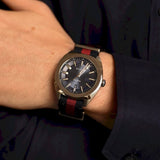 Gucci GG2570 Quartz Blue Dial Blue & Red Nylon Strap Watch For Men - YA142304