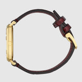Gucci Grip Quartz Gold Dial Maroon Leather Strap Watch For Women - YA157413