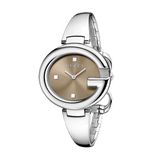 Gucci Guccissima Brown Dial Silver Steel Strap Watch For Women - YA134302