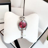 Gucci Horsebit Quartz Red Dial Silver Steel Strap Watch For Women - YA139502