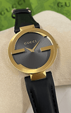 Gucci Interlocking G Grammy Special Edition Black Dial Black Leather Strap Watch for Women - YA1333121