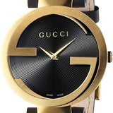 Gucci Interlocking G Grammy Special Edition Black Dial Black Leather Strap Watch for Women - YA1333121