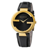 Gucci Interlocking G Grammy Special Edition Black Dial Black Leather Strap Watch for Women - YA1333121