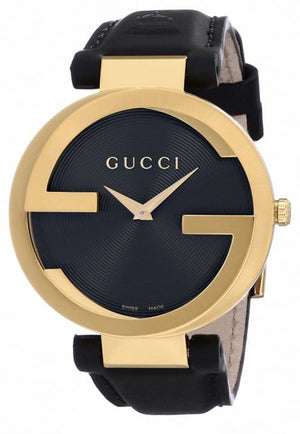 Gucci Interlocking G Grammy Special Edition Black Dial Black Leather Strap Watch for Women - YA1333121