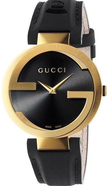Gucci Interlocking G Grammy Special Edition Black Dial Black Leather Strap Watch for Women - YA1333121