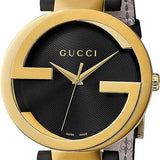 Gucci Interlocking Special Edition Grammy Black Dial Black Leather Strap Watch For Men - YA133208