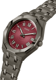 Guess Asset Quartz Red Dial Black Steel Strap Watch For Men - GW0575G5