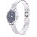 Guess Chelsea Crystals Black Dial Silver Mesh Bracelet Watch For Women  - W0647L5