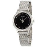 Guess Chelsea Crystals Black Dial Silver Mesh Bracelet Watch For Women  - W0647L5