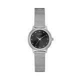 Guess Chelsea Crystals Black Dial Silver Mesh Bracelet Watch For Women  - W0647L5