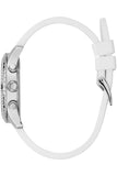 Guess Confetti Crystal Black Dial White Silicone Strap Watch For Women - W1098L1