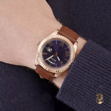 Guess Connoisseur Blue Dial Brown Leather Strap Watch For Men - GW0353G2
