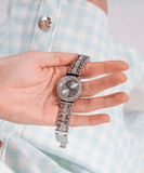 Guess Gala Diamonds Silver Dial Silver Steel Strap Watch for Women - GW0401L1