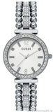 Guess Gala Diamonds Silver Dial Silver Steel Strap Watch for Women - GW0401L1
