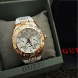 Guess Luna Diamonds White Dial White Rubber Strap Watch for Women - W0653L4