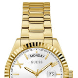Guess Luna White Dial Gold Steel Strap Watch for Women - GW0308L2