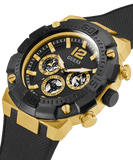Guess Navigator Chronograph Black Dial Black Rubber Strap Watch for Men - GW0264G3