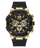 Guess Navigator Chronograph Black Dial Black Rubber Strap Watch for Men - GW0264G3