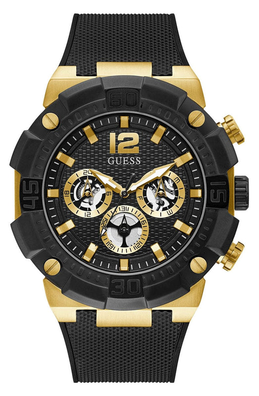 Guess Navigator Chronograph Black Dial Black Rubber Strap Watch for Men - GW0264G3