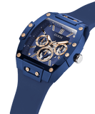 Guess Phoenix Multifunction Blue Dial Blue Rubber Strap Watch for Men - GW0203G7