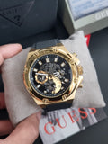 Guess Third Gear Multifunction Black Dial Black Rubber Strap Watch for Men - GW0334G2