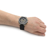 Guess men's watch with gray dial and black leather strap