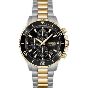 Hugo Boss Admiral Black Dial Two Tone Steel Strap Watch for Men - 1513908