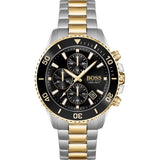 Hugo Boss Admiral Black Dial Two Tone Steel Strap Watch for Men - 1513908