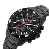 Hugo Boss Admiral Chronograph Black Dial Black Steel Strap Watch for Men - 1514258