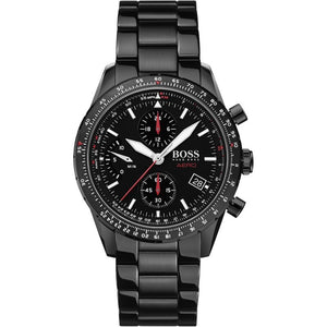 Hugo Boss Aero Black Dial Black Steel Strap Watch for Men - 1513771