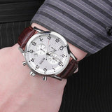 Hugo Boss Aeroliner Chronoraph White Dial Brown Leather Strap Watch For Men - HB1512447