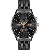 Hugo Boss Associate Black Dial Black Mesh Bracelet Watch for Men - 1513811