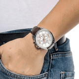 Hugo Boss Driver Quartz Silver Dial Brown Leather Strap Watch For Men - HB1512881
