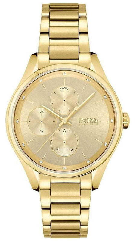 Hugo Boss Grand Course Gold Dial Gold Steel Strap Watch for Women - 1502584