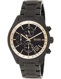 Hugo Boss Grand Prix Black Dial Black Steel Strap Watch for Men - 1513578