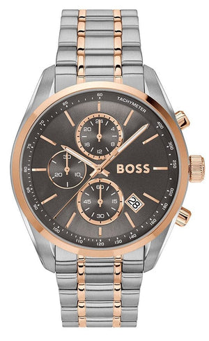 Hugo Boss Grand Prix Chronograph Grey Dial Two Tone Steel Strap Watch for Men - 1514252
