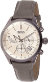 Hugo Boss Grand Prix White Dial Grey Leather Strap Watch for Men - 1513633