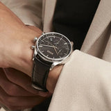 Hugo Boss Gregor Chronograph Black Dial Black Leather Strap Watch for Men - 1514049